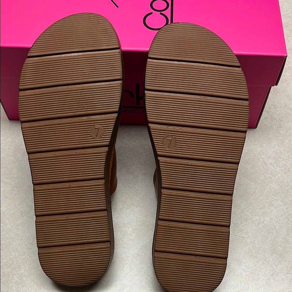 Women's Brown Slide Sandals - Picture 2 of 5